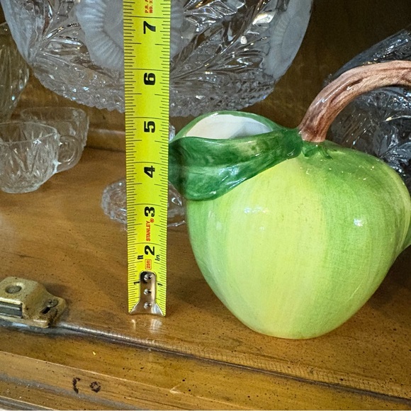 Vintage Italian Capodimonte Handmade Hand Painted Ceramic Green Apple Pitcher - Picture 10 of 11
